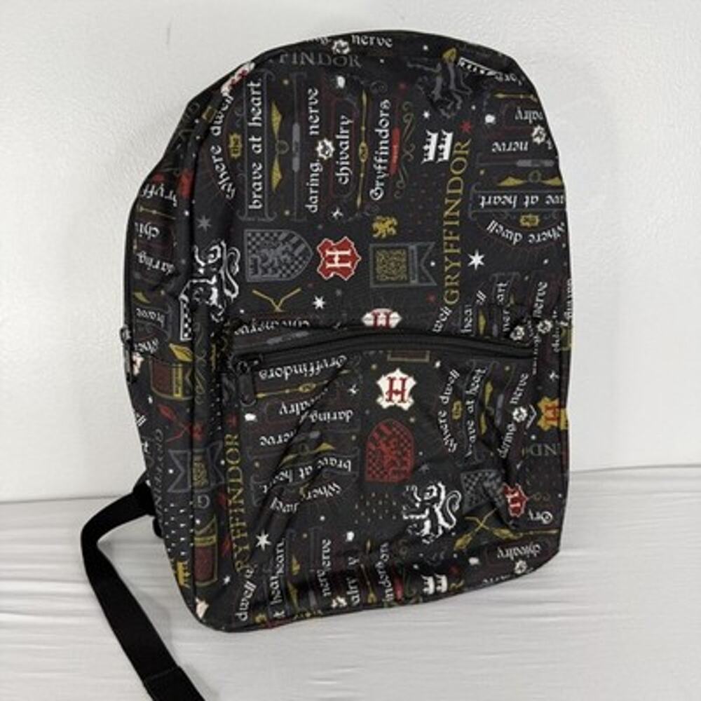 Harry Potter Gryffindor House Backpack Black All Over School Bag Wizarding World